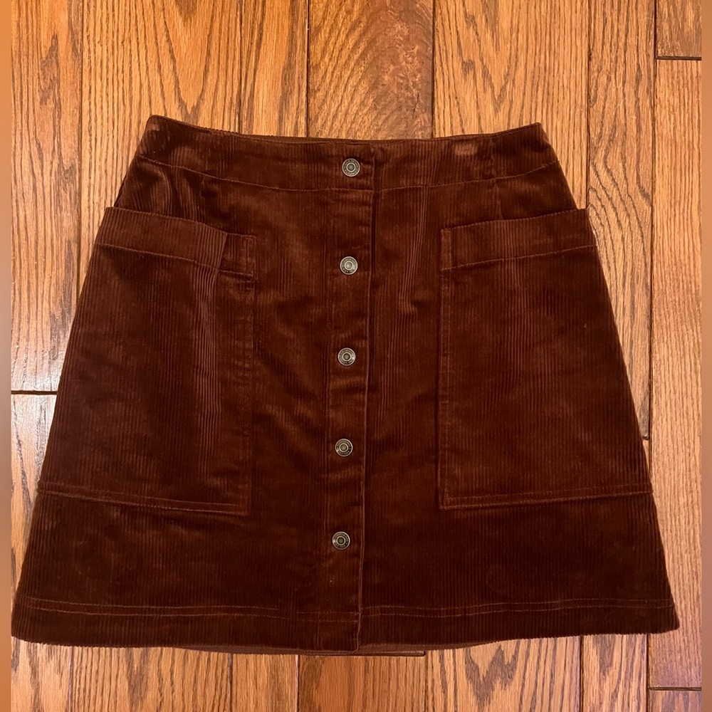 Gap Brown Corduroy Snap Front Button Front Mini Skirt